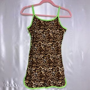 ACTIVE SPAGHETTI STRAP ROMPER - LEOPARD/GREEN (M)